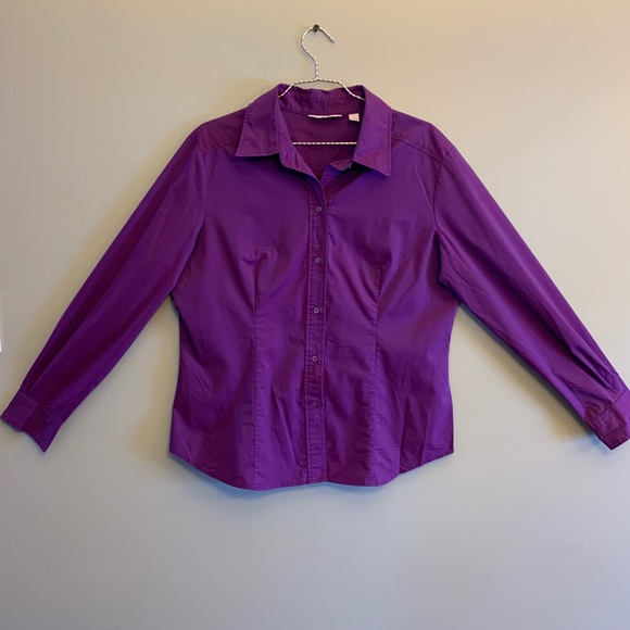 New York & Company Purple button up top, XL - Picture 1 of 6